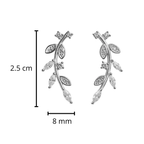 Arete Trepador Hojas con Circonias Plata .925