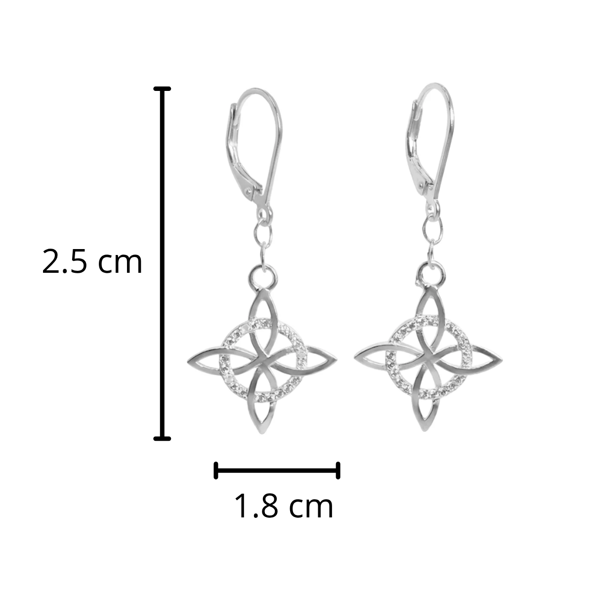 Arete Mediano Nudo de Bruja con Circonias Plata .925
