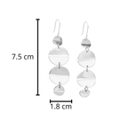 Arete Largo Circulos Lisos Hecho a Mano Plata .925