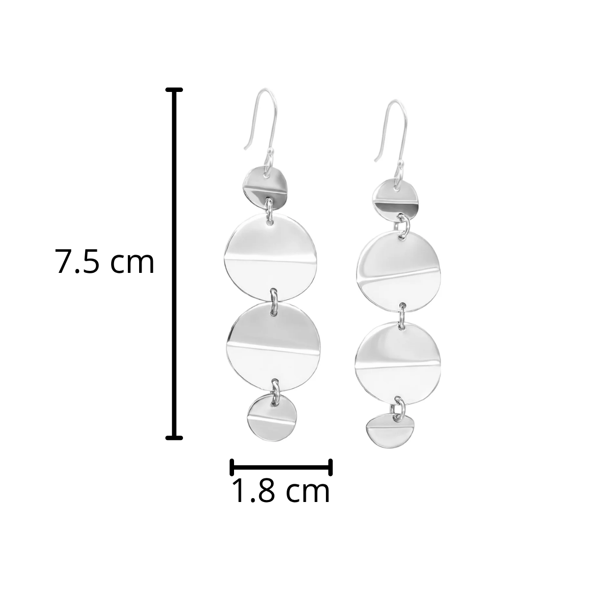 Arete Largo Circulos Lisos Hecho a Mano Plata .925