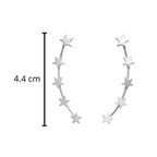 Arete Trepador Estrellas Liso Hecho a Mano Plata .925