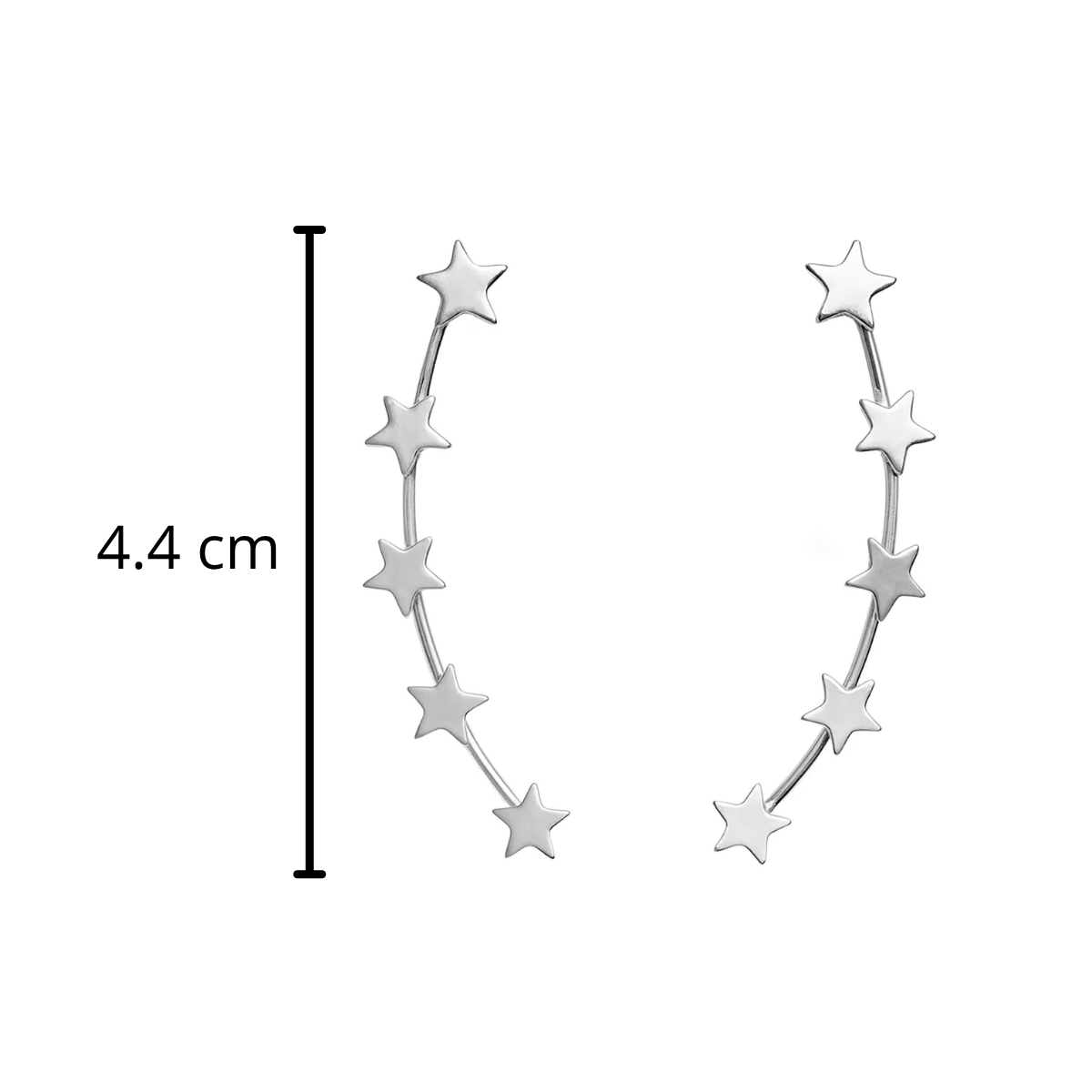 Arete Trepador Estrellas Liso Hecho a Mano Plata .925
