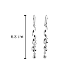 Arete Largo Espiral Liso con Bolitas Hecho a Mano Plata .925