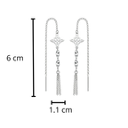 Arete Largo Estilo Violador Nudo de Bruja Hecho a Mano Plata .925