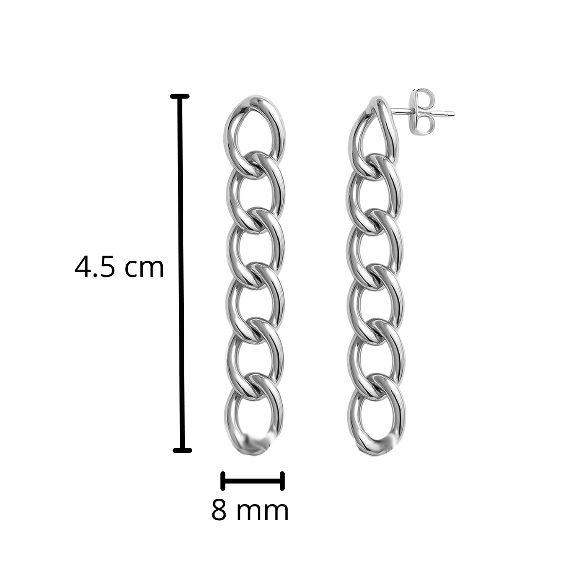 Arete Largo Eslabones Grandes Hecho a Mano Plata .925