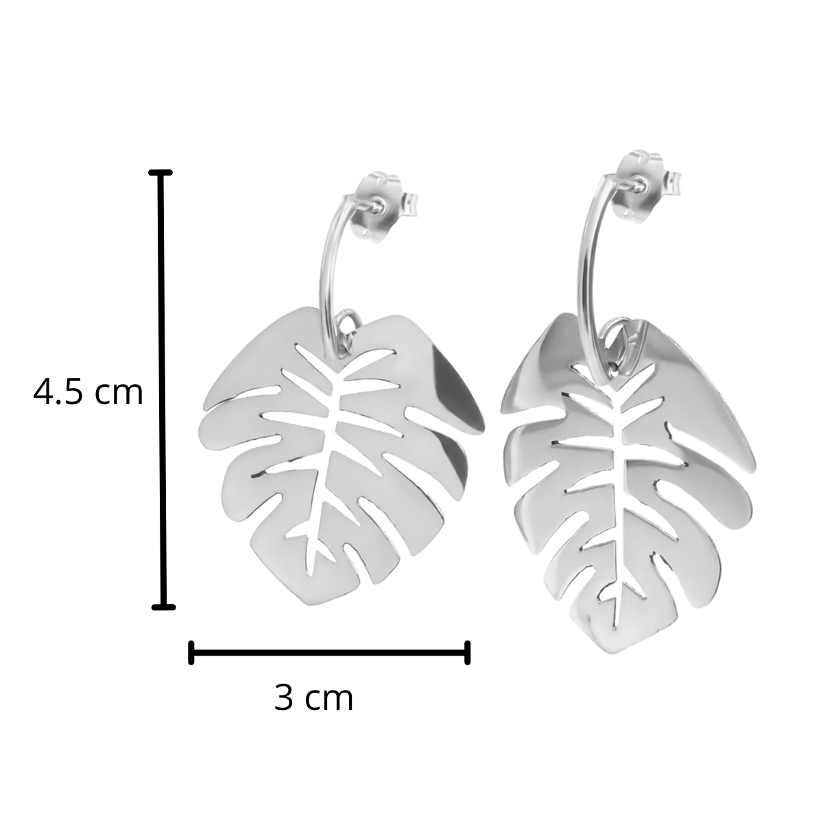 Arete Mediano Hoja Lisa Calada Hecha a Mano Plata .925