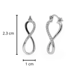 Arracada Infinito con Micro Circonias Plata .925 con Baño de Rodio