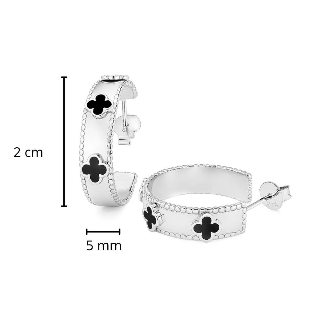 Arracada Inspirada Van C con Flores Esmaltada de 2cm Plata .925 con Baño de Rodio