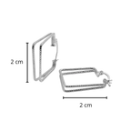 Arracada Tubo Doble Cuadrada Diamantada de 2cm Plata .925