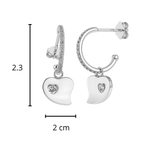 Arracada Dije Corazon con Micro Circonias Doble Funcionalidad de 2.3cm Plata .925