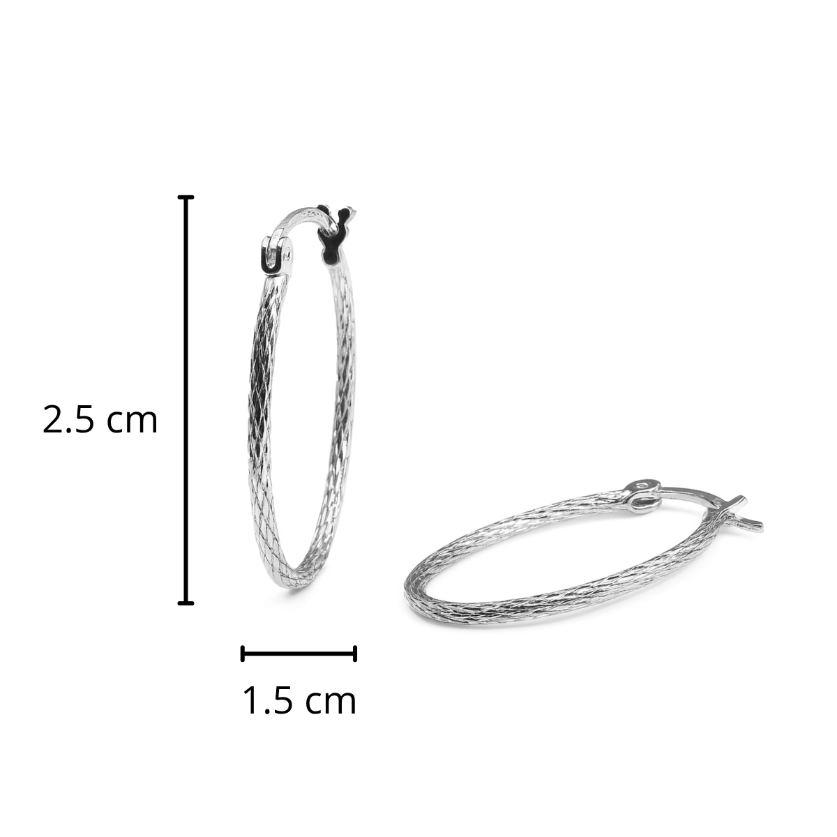 Arracada Tubo Ovalada Diamantada de 2.5cm Plata .925