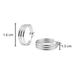 Arracadas de tubo 3 Lineas Lisas Hecha a Mano de 1.6 cm Plata .925