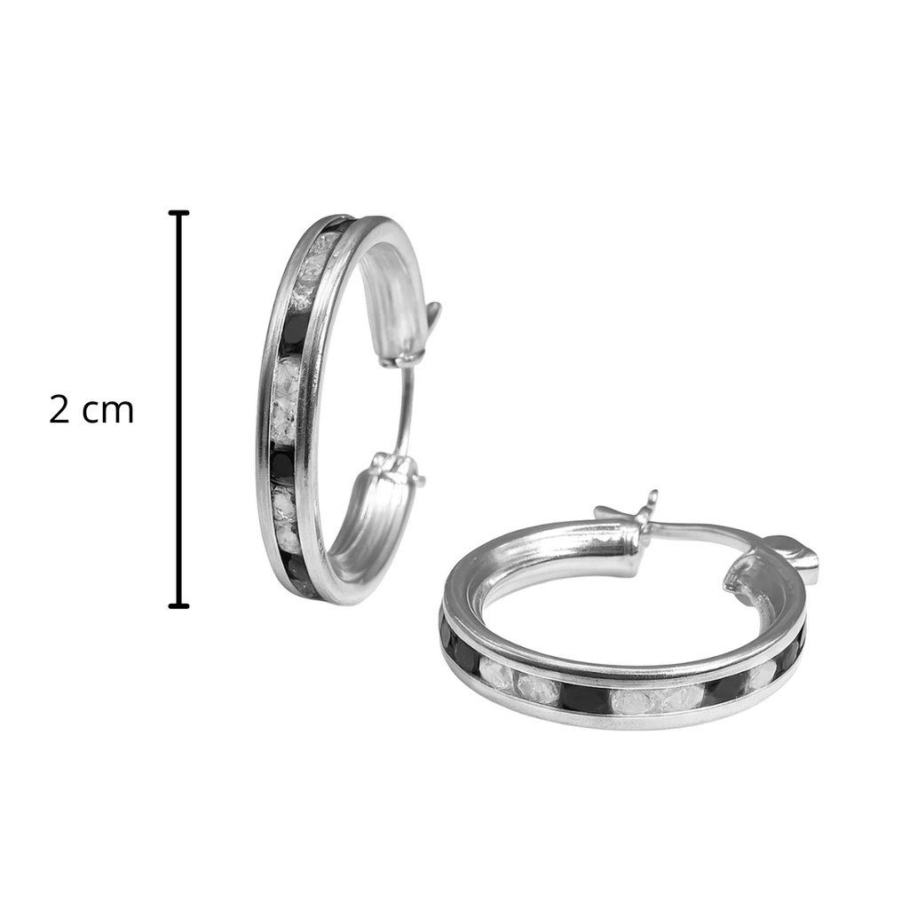 Arracada Canalito Circonias Duo Rojas y Blancas 2cm Plata .925