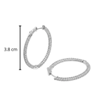 Arracada Ovalo con Circonias con Broche Tipo Huggie de 3.8cm Plata .925 con Baño de Rodio