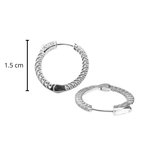 Arracada Circular con Circonias con Broche Tipo Huggie de 2.5cm Plata .925 con Baño de Rodio