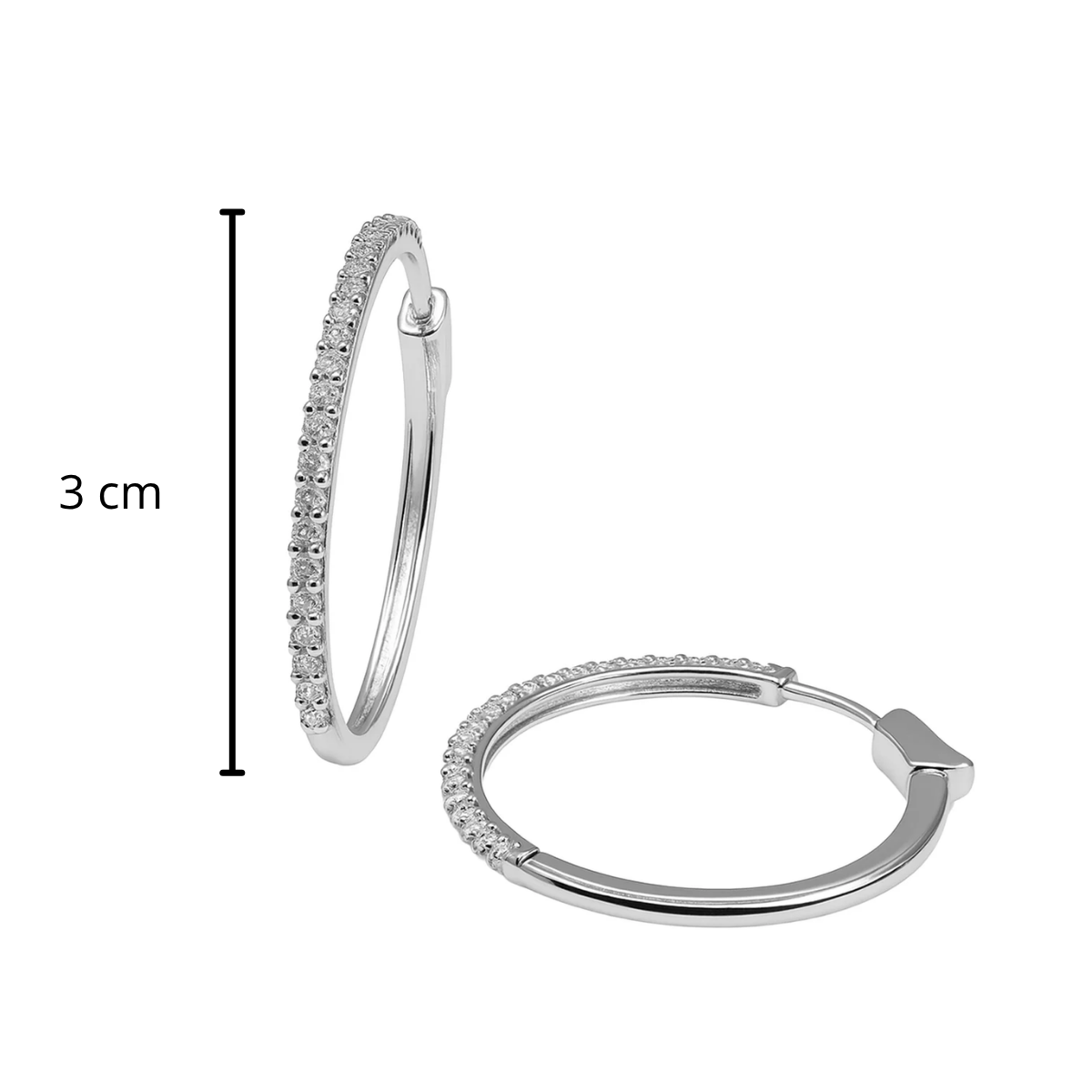 Arracada Micro Circonias Plata .925 con Baño de Rodio