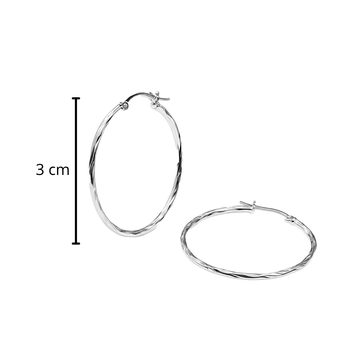 Arracada Tubo Diamantada Delgada de 3cm Plata .925