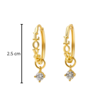 Arracada Love con Circonia Plata de 2.5 .925 con Baño de Oro