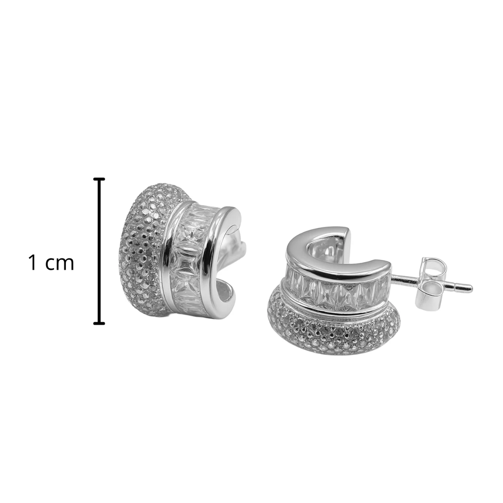 Arracada Chica con Linea de Micro Circonias Plata .925