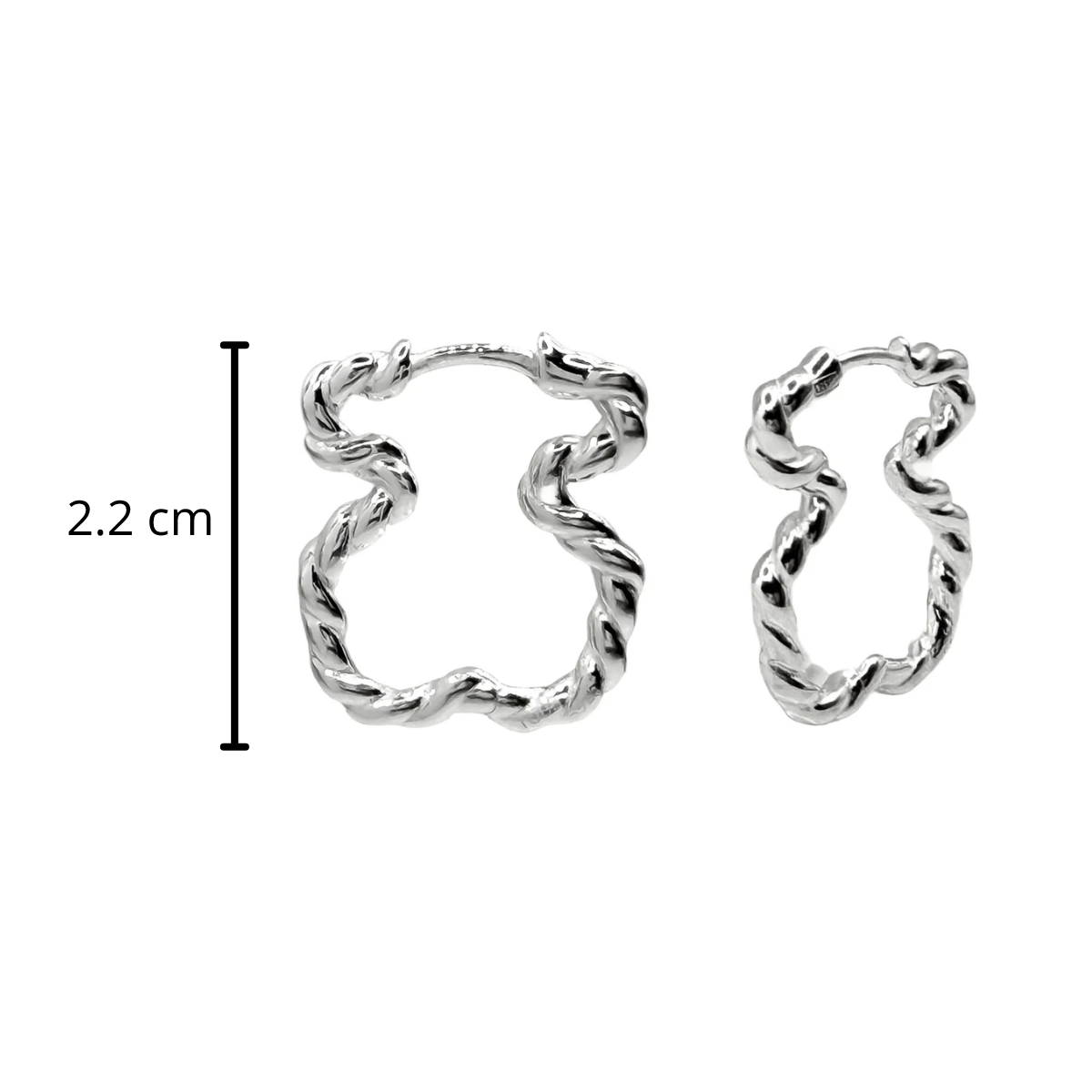 Arracada Inspirado Osos 1:1 Torcido, 2.2 cm Plata .925