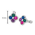 Arete Huggies Flor Multi Circonias Plata .925