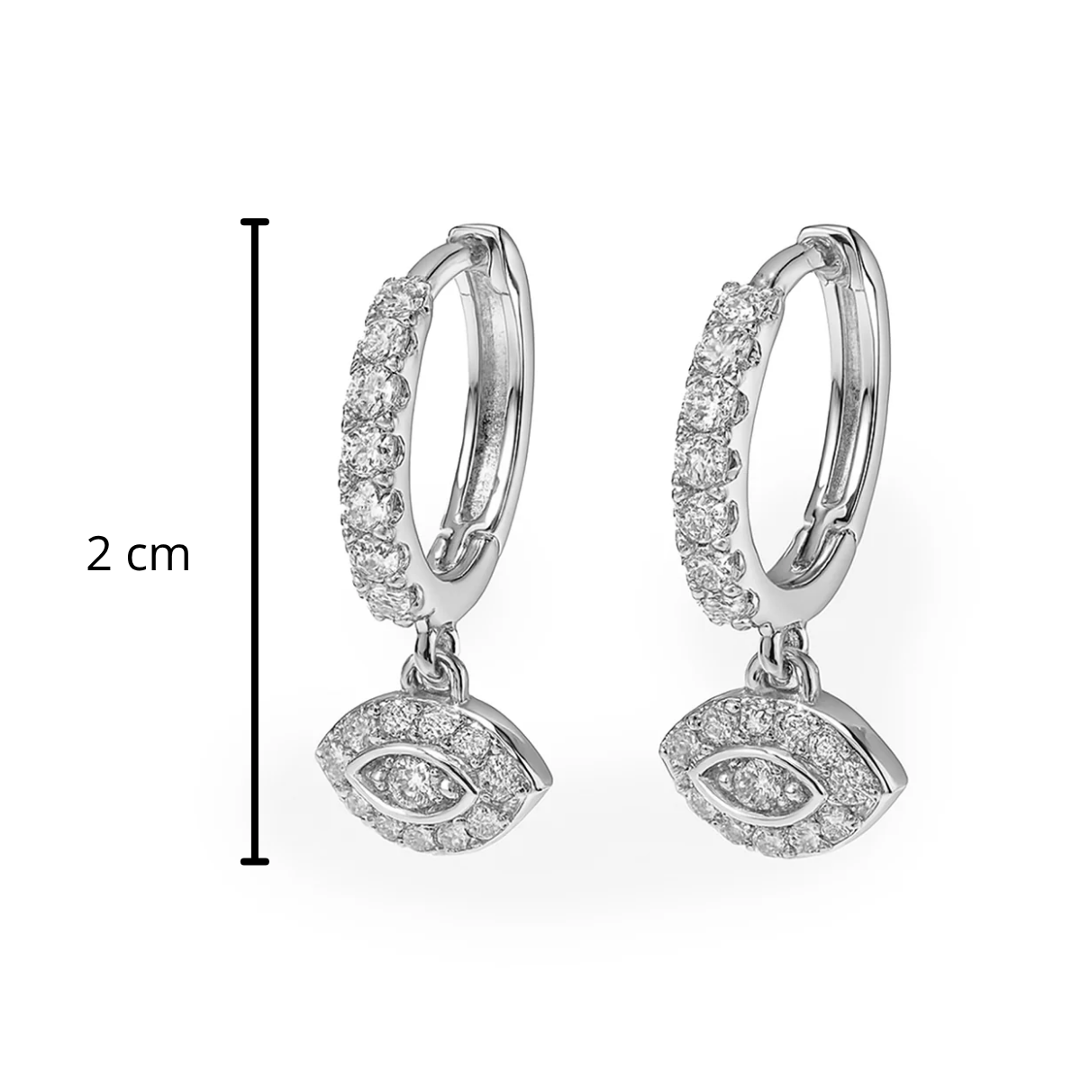 Arracada Huggies Ojo Turco con Circonias Plata .925 con Baño de Rodio