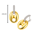 Aretes Huggies Inspirado Gucc con Micro Circonias Plata .925 con Baño de Oro
