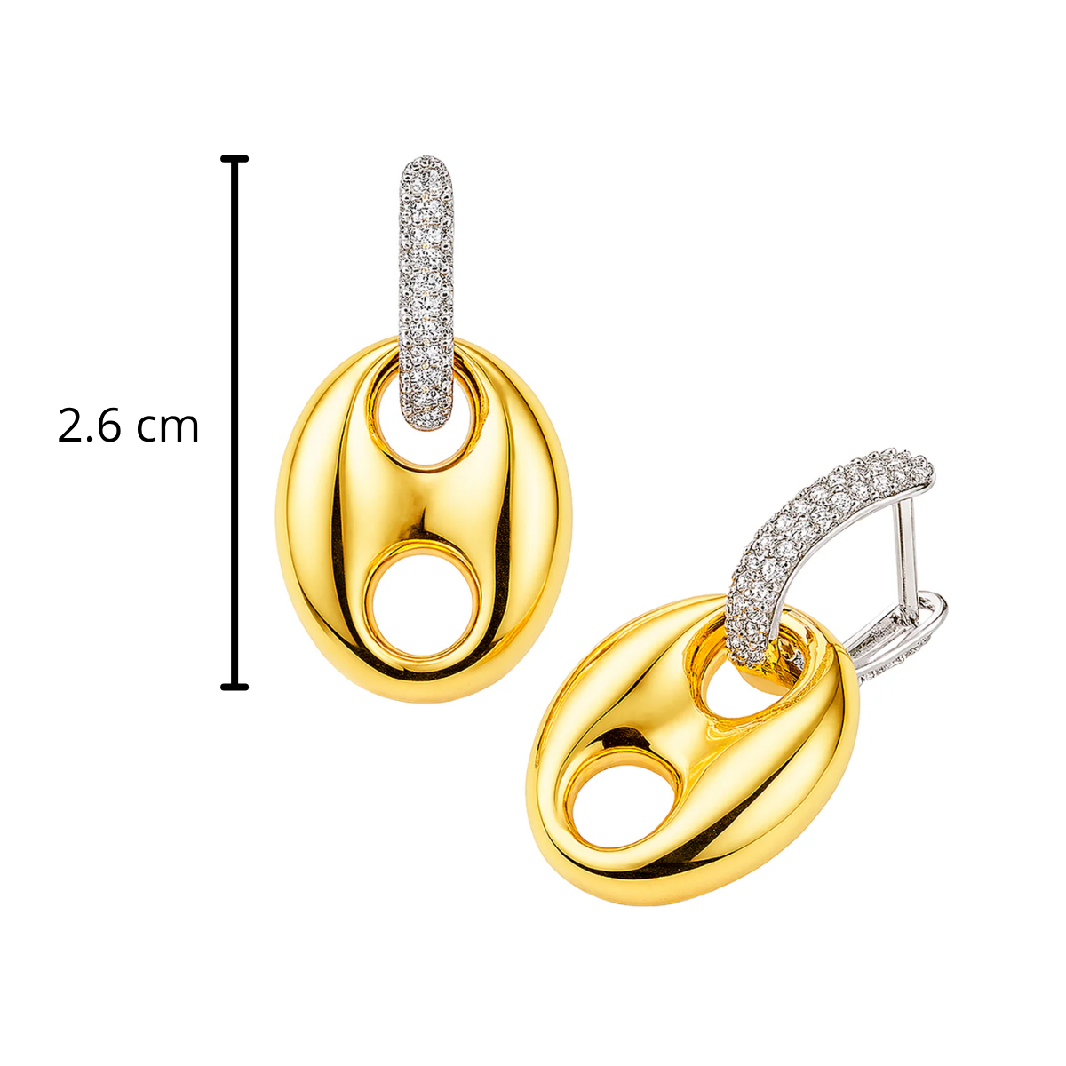 Aretes Huggies Inspirado Gucc con Micro Circonias Plata .925 con Baño de Oro