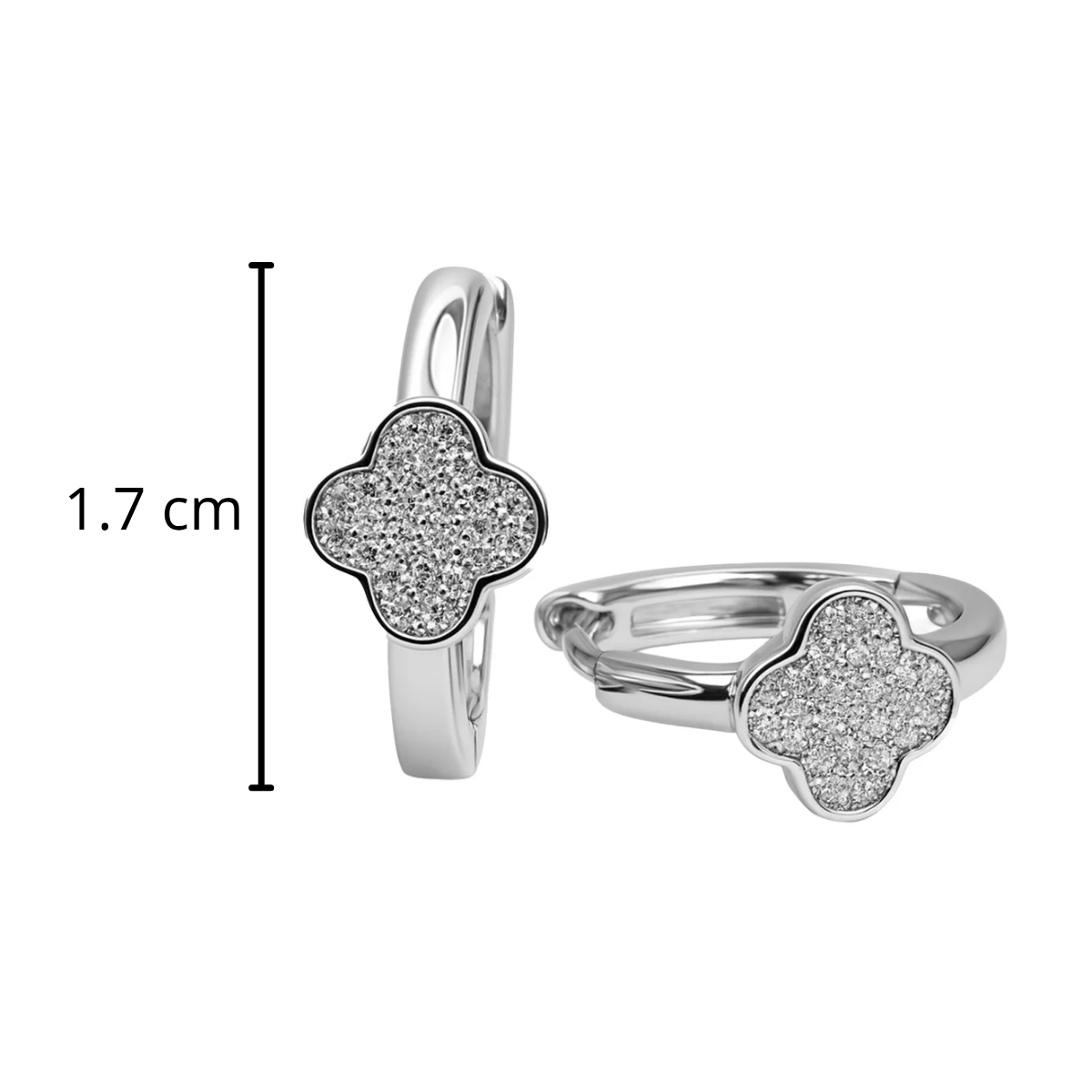Arracada Huggies Flor Inspirado Van C con Micro Circonias Plata .925 con Baño de Rodio