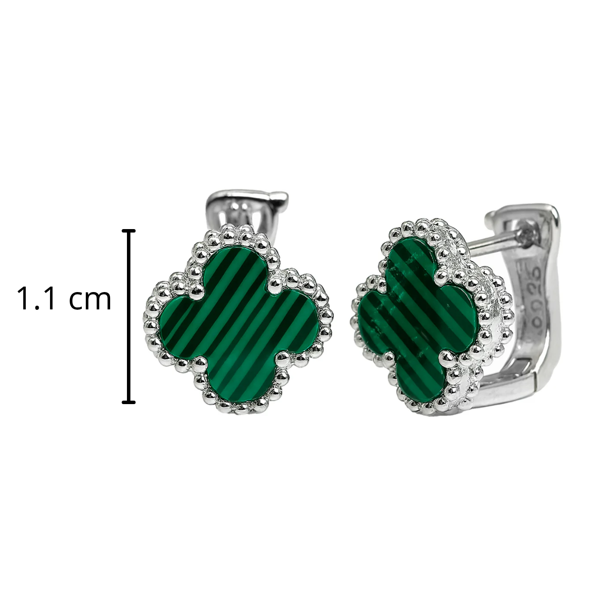 Arete Huggies Flor Inspirado Van C con Piedras Naturales Plata .925 con Baño de Rodio