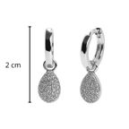 Arracada Huggies con Dije de Gota con Micro Circonias Plata .925 con Baño de Rodio