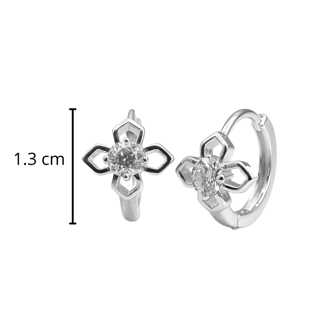 Huggies Flor con Circonia al Centro Plata .925