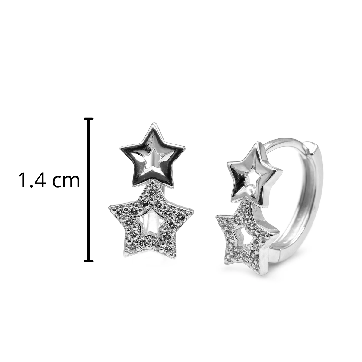 Huggies Doble Estrella Lisa y Micro Circonias Plata .925