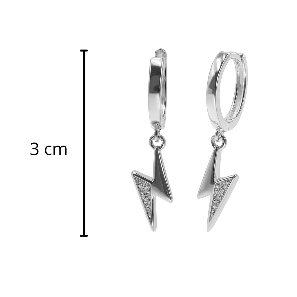 Arracada Huggies Rayo con Micro Circonias Plata .925 con Baño de Rodio