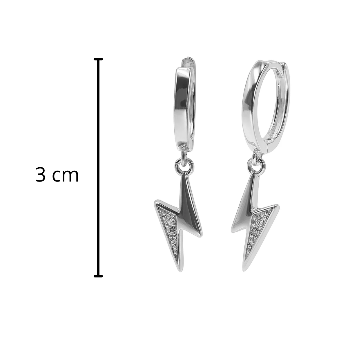 Arracada Huggies Rayo con Micro Circonias Plata .925 con Baño de Rodio