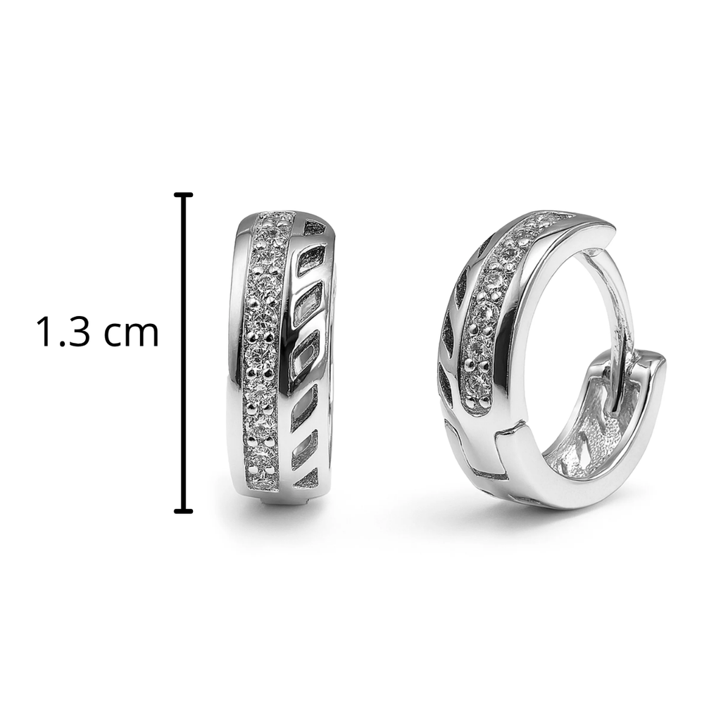 Huggies con Micro Circonias y Linea Calada Plata .925