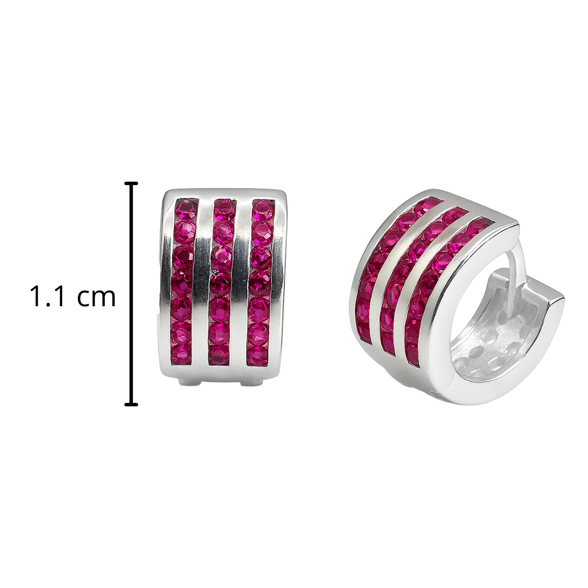 Huggies Ancha con 3 Lineas de Circonias Rosa Plata .925