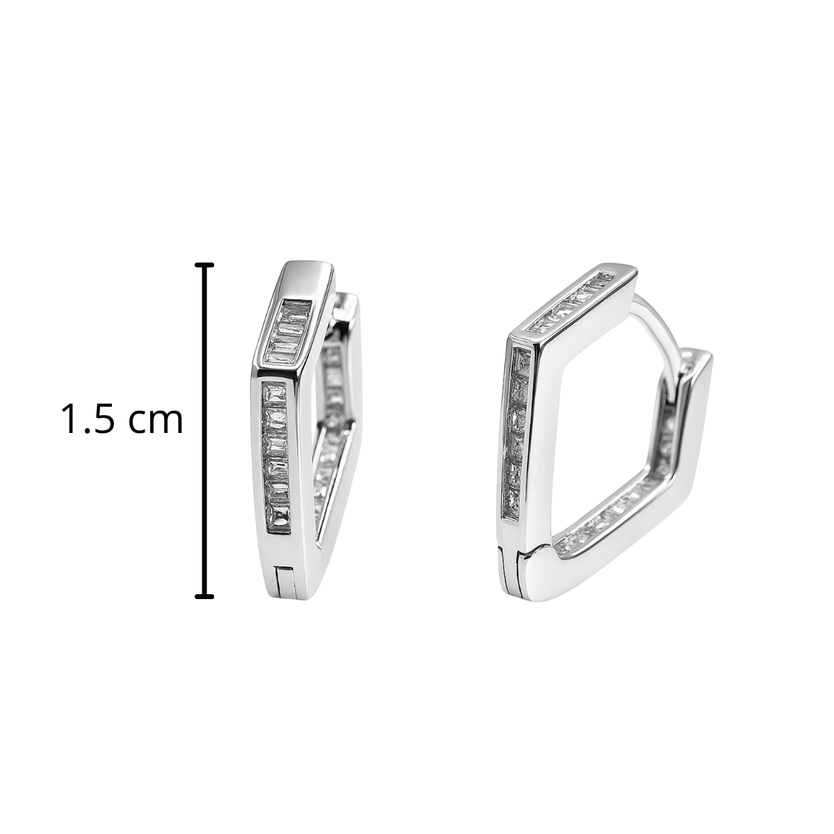 Huggies Circonia Silueta Diamante Plata .925 con Baño de Rodio
