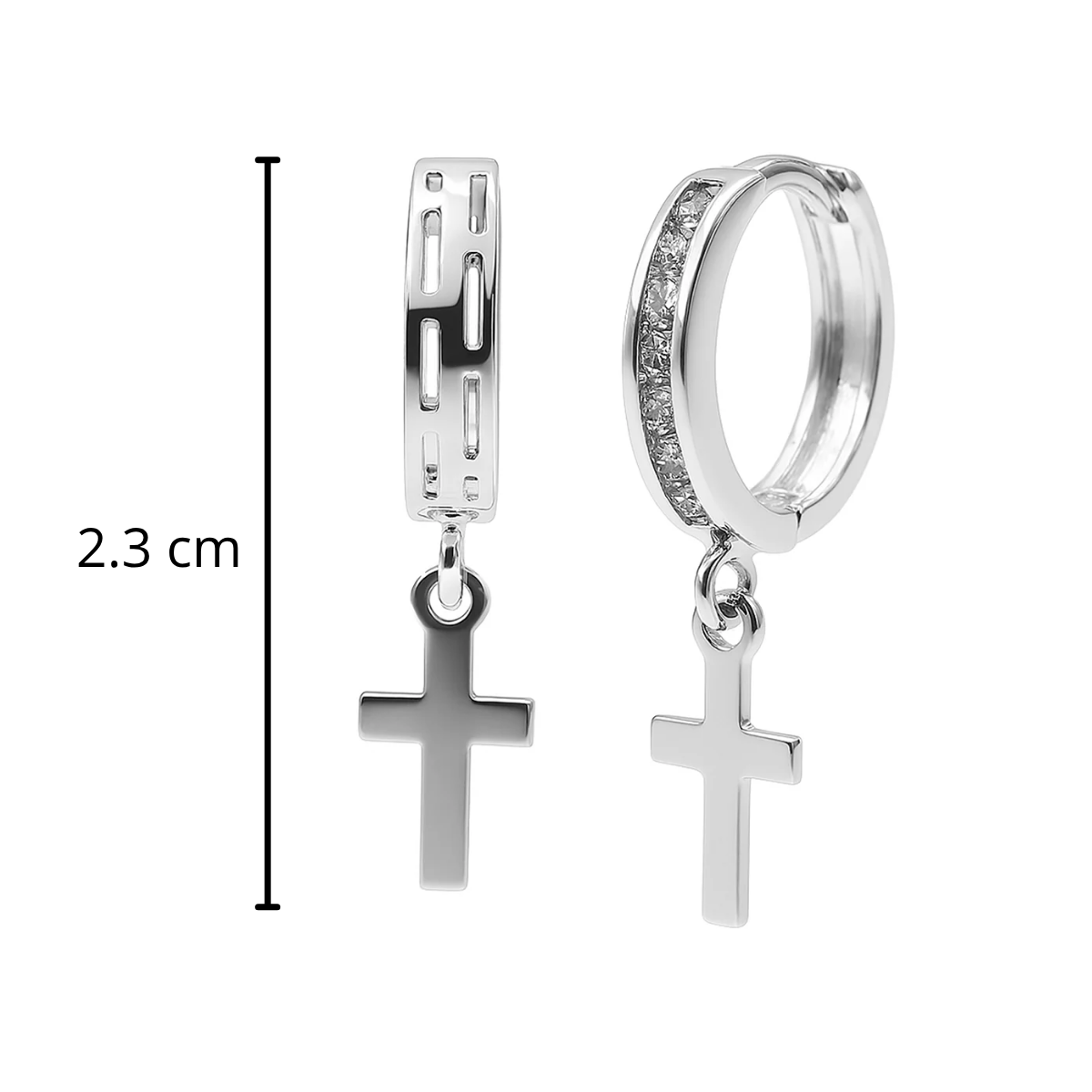Huggies Cruz Lisa con Micro Circonias Plata .925