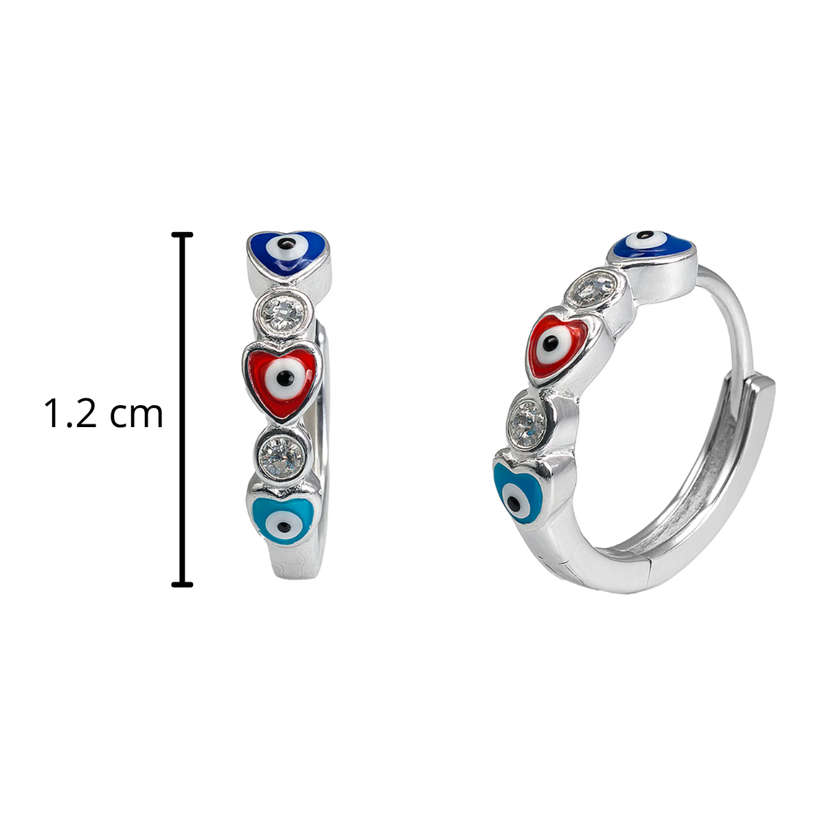 Huggies Corazones con Ojo Turco y Circonias Plata .925