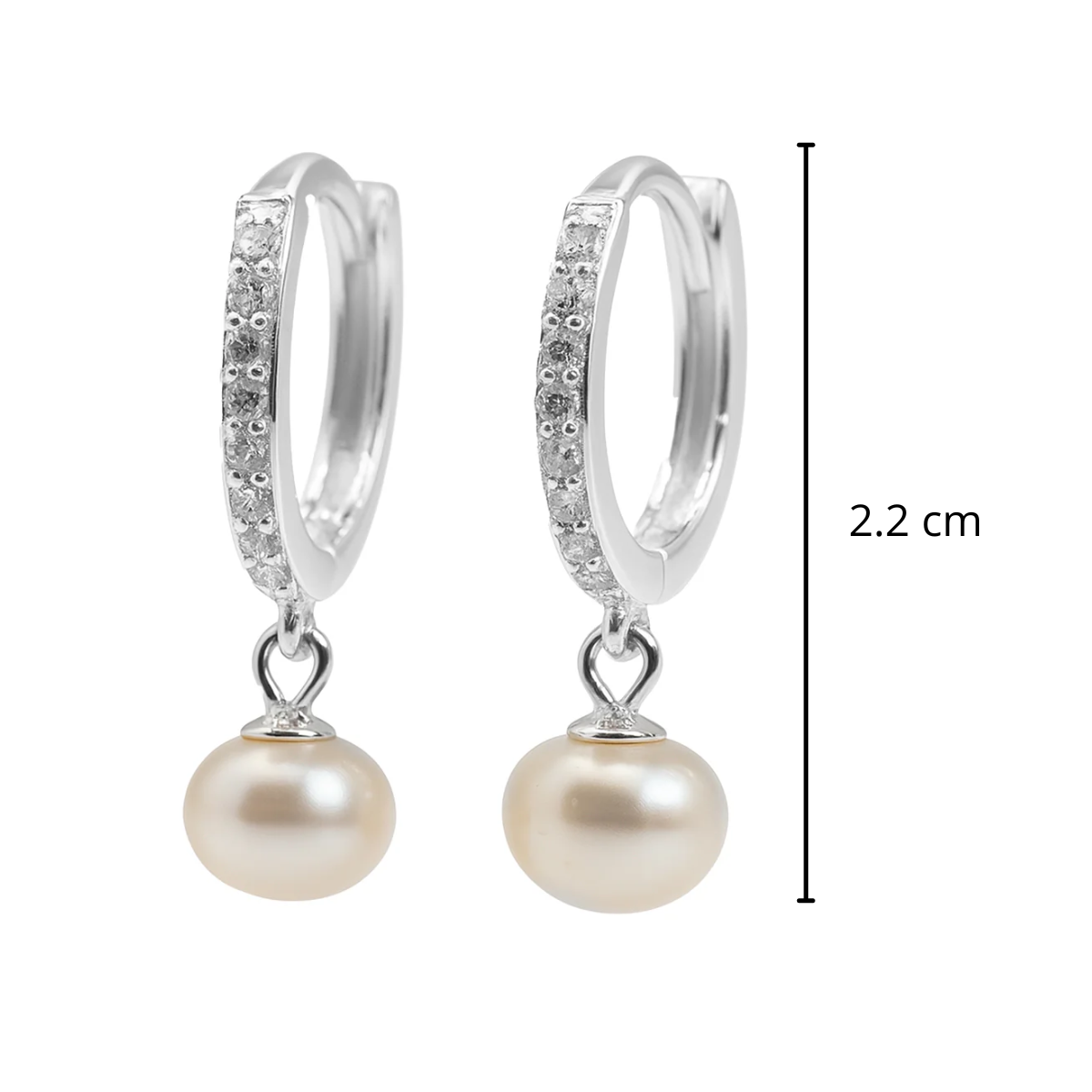 Huggies Perla Natural con Micro Circonias Plata .925