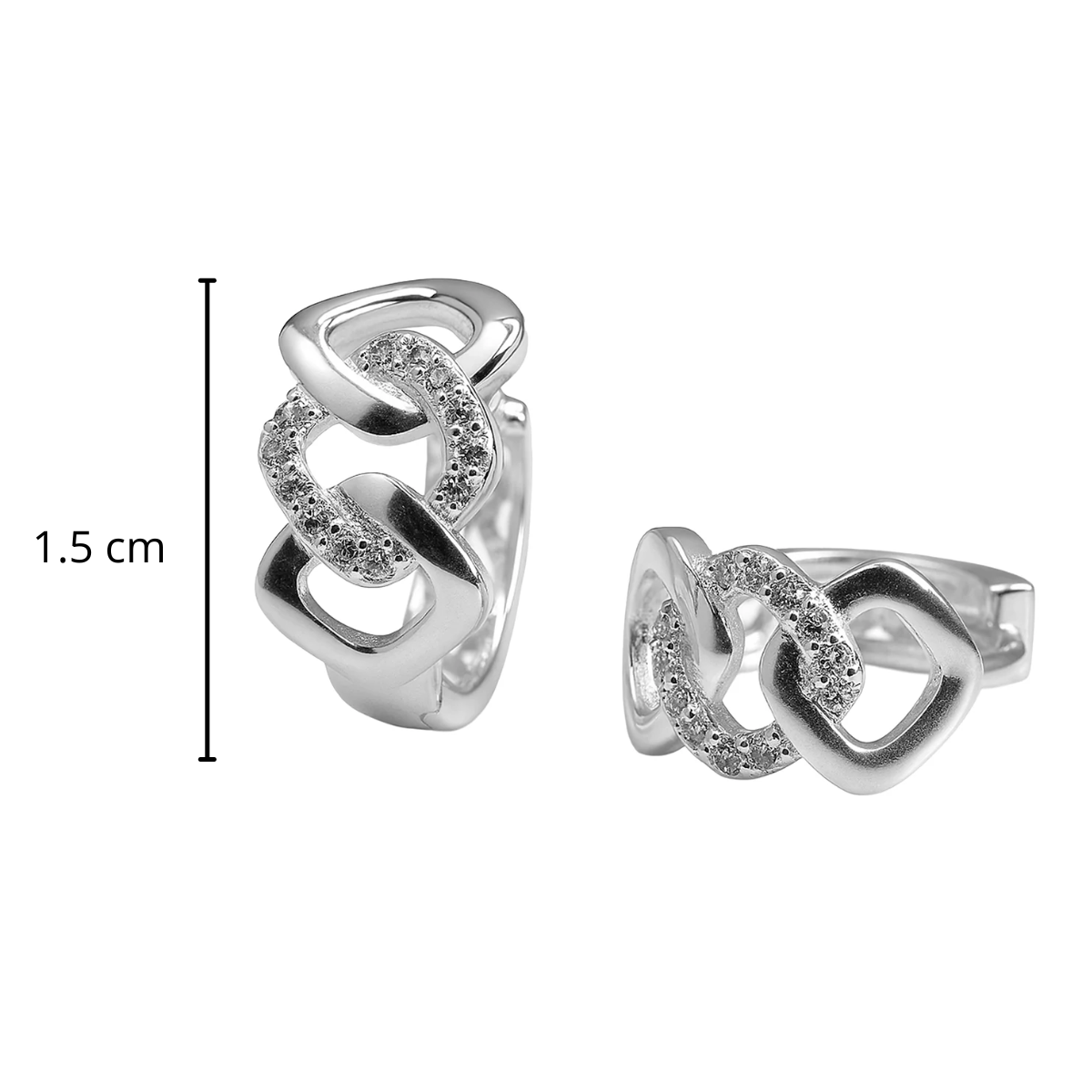 Huggies Ancha Eslabones con Micro Circonias Plata .925