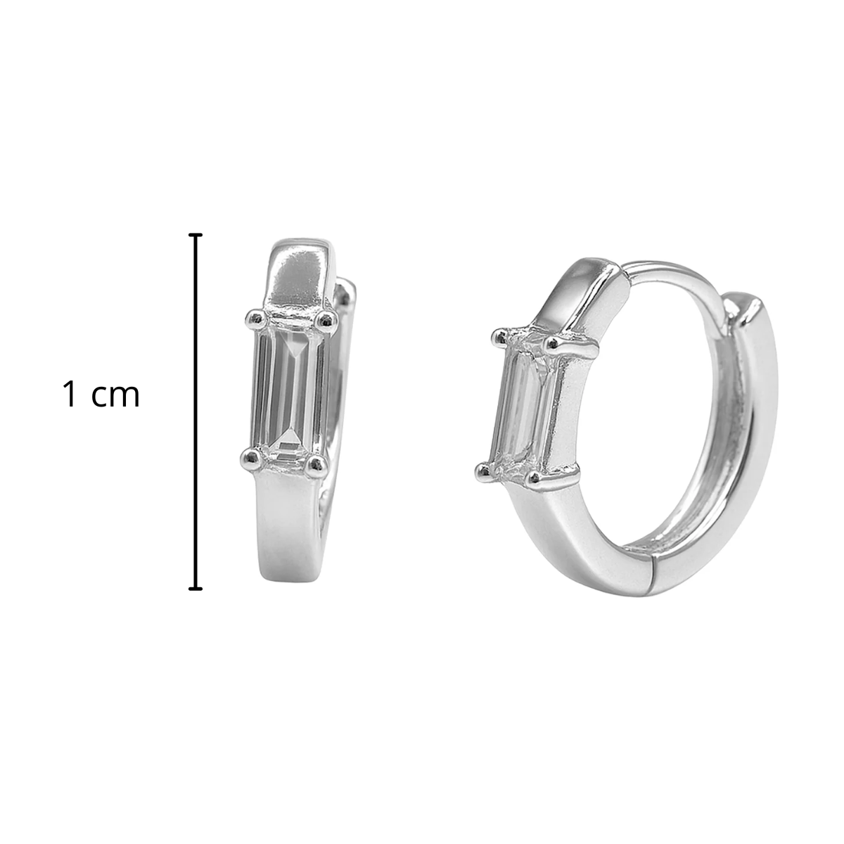 Huggies Chica con Circonia a Blanca Baguette Plata .925