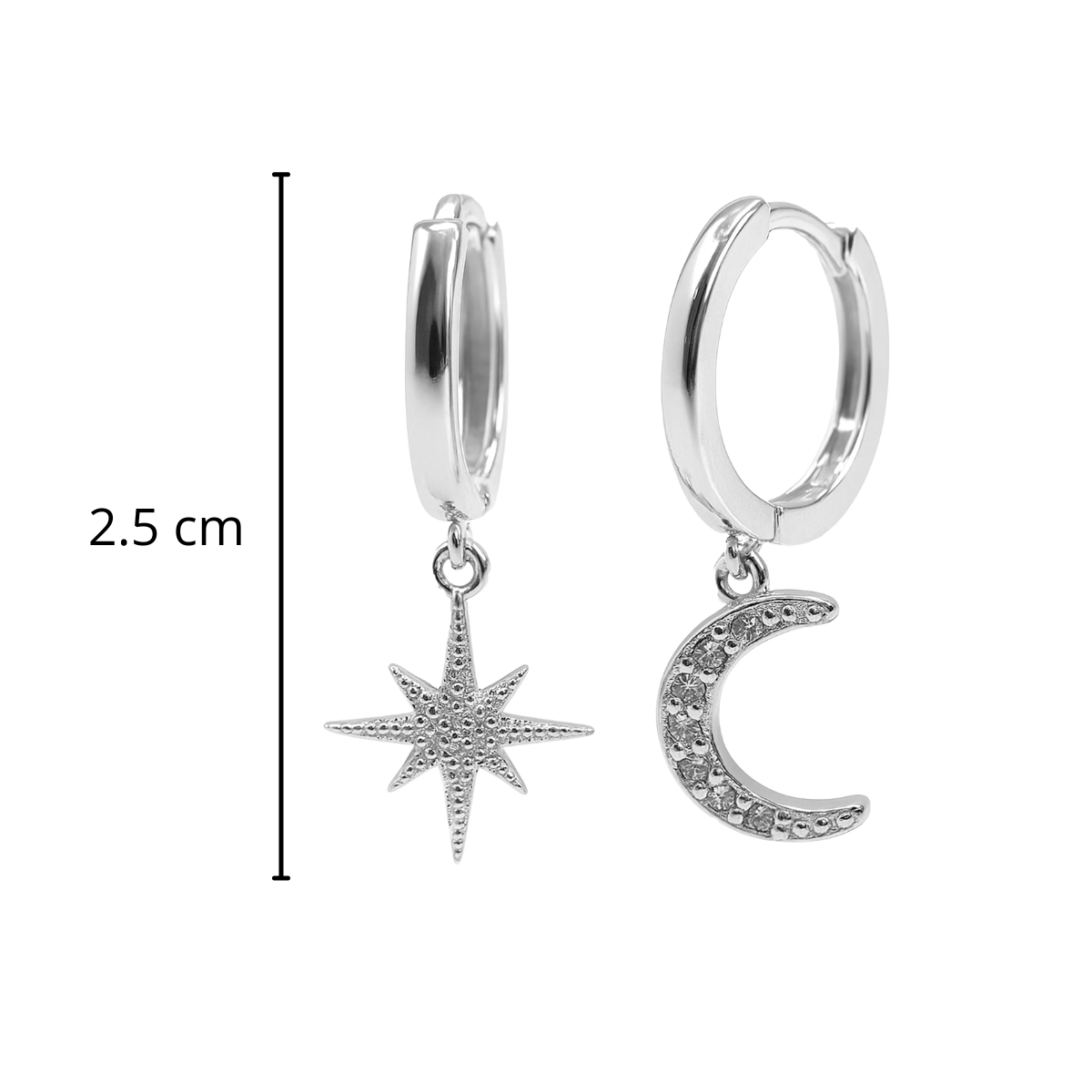 Huggies Luna y Estrella con Micro Circonias Plata .925