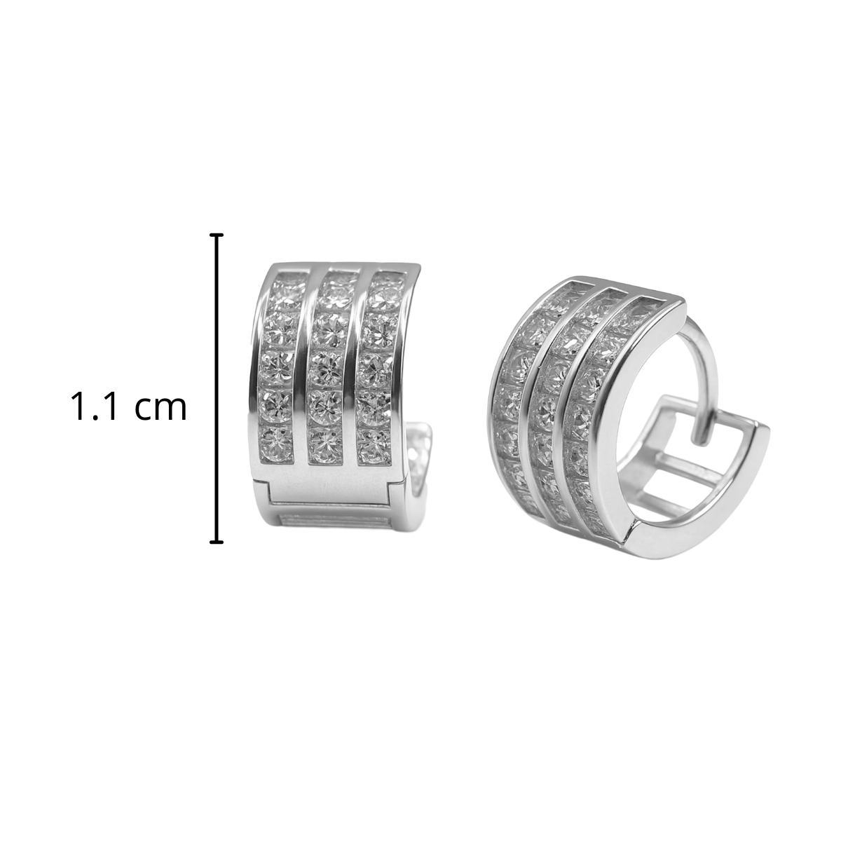 Huggies Ancha con Lineas de Circonias Plata .925