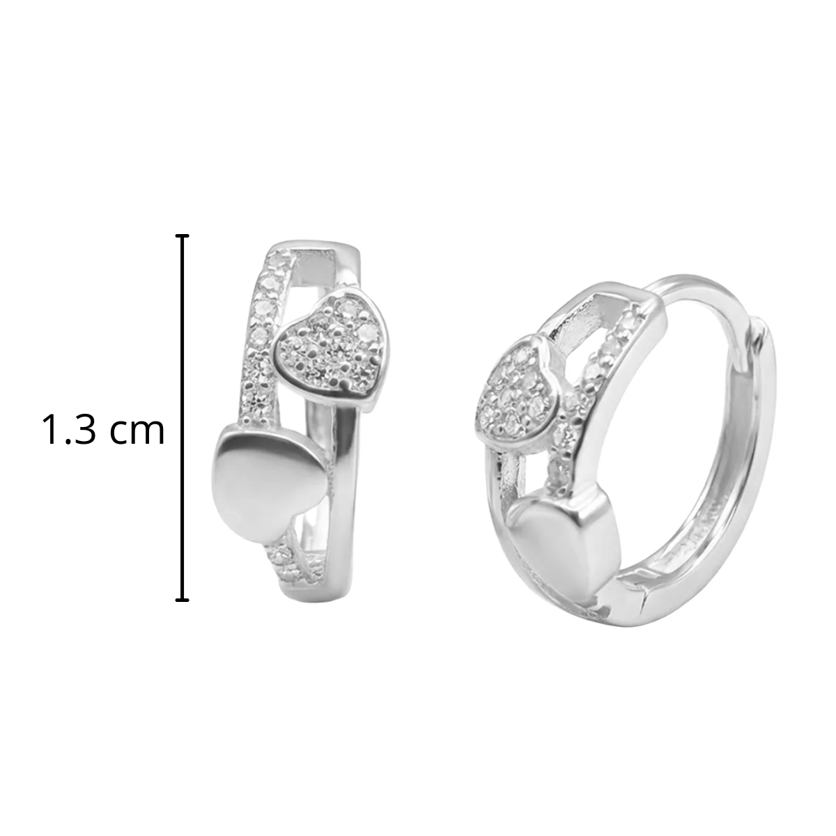 Huggies Dos Corazones con Micro Circonias Plata .925