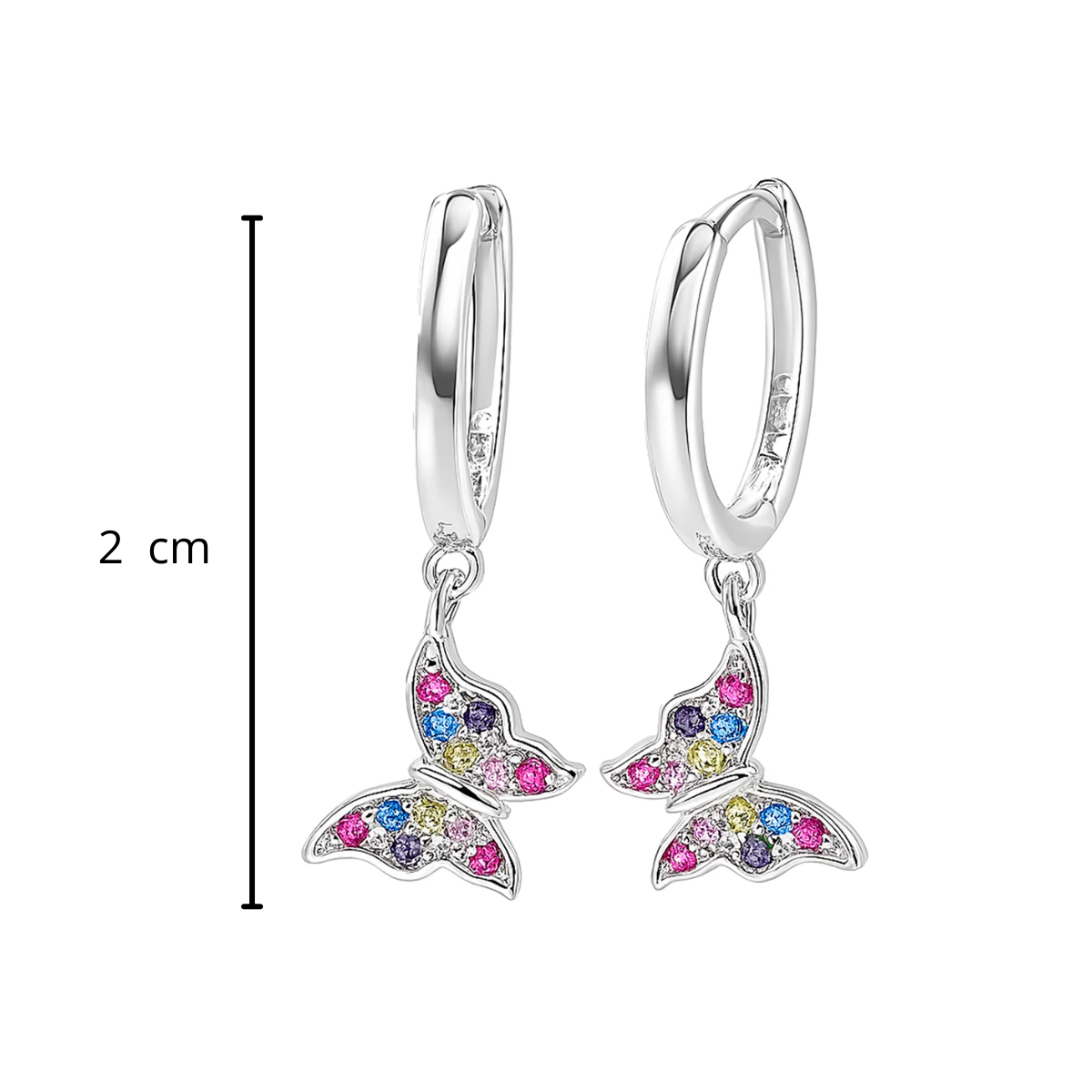 Huggies Mariposa Colgante con Multi Circonias Plata .925