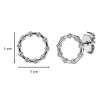 Arete Broquel Silueta Circulo Grande de Circonias Plata .925 con Baño de Rodio