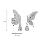 Broquel Ala de Mariposa con Micro Circonias Plata .925 con Baño de Rodio
