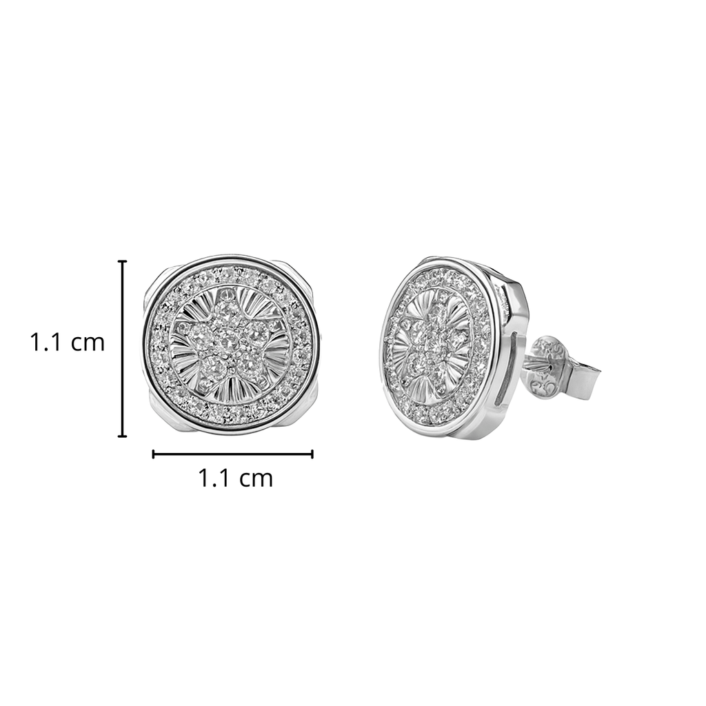 Broquel Circulo Grande con Estrella circonias Plata .925 con Baño de Rodio